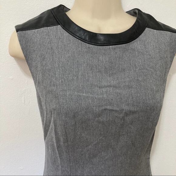 Banana Republic Grey Shift Dress Faux Leather Trim size US 4 - Picture 3 of 8